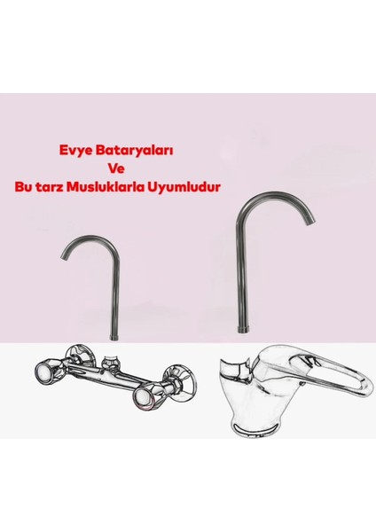 Lavabo Mutfak Musluk Batarya Kuğu Metal Lüks Evye Borusu Krom Oval fırsatları