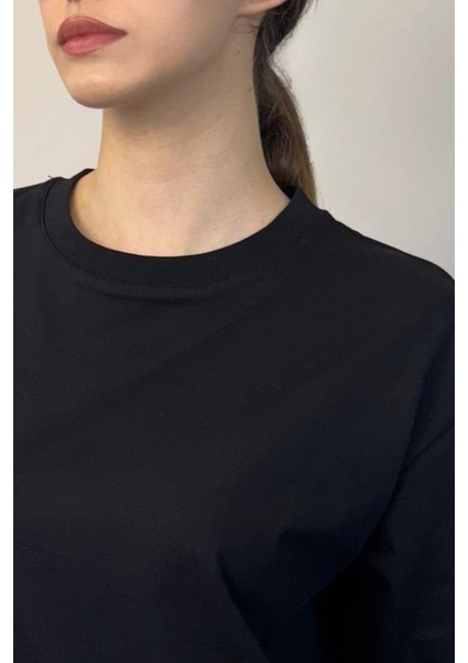 Kadın Oversize Tişört-Siyah