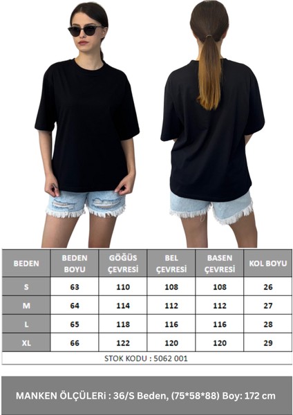 Kadın Oversize Tişört-Siyah