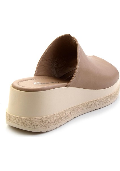 Bej Leather Kadın Terlik K04040012003