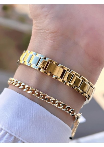 Altın Kaplama Kararma Renk Atma Yapmaz 3ATM Su Geçirmez+Bileklik Lady Wristwatch GRC.101.M1