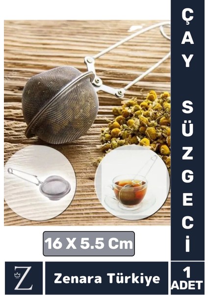 Ergonomik Saplı Çelik Ince Delikli Geniş Kulplu Aromatik Bitki Çayı Demleme Süzgeci