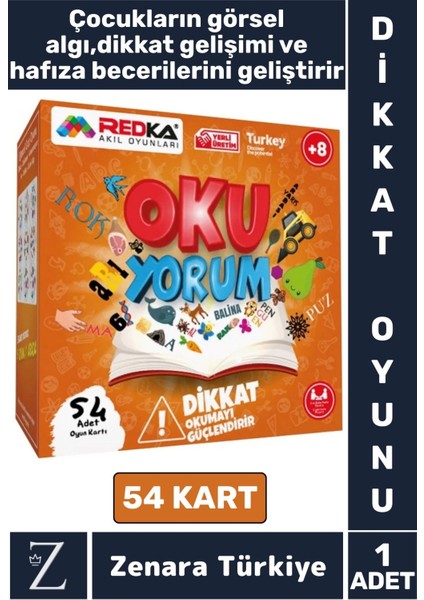 Eğitici Dikkat Hafıza Okuma Becerisi Görsel Algı Geliştirici Eğlenceli Çocuk Oyun Oku Yorum