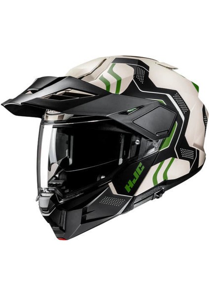 I80 Velly MC4SF Çene Açılır Motosiklet Kaskı Krem Yeşil Siyah