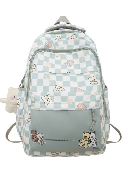 Küçük Taze Kampüs Lise Öğrencileri Okul Kızlar Büyük Kapasiteli Ekose Sırt Sevimli Baskılı Kız Sırt Çantası (Yurt Dışından)