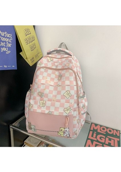 Küçük Taze Kampüs Lise Öğrencileri Okul Kızlar Büyük Kapasiteli Ekose Sırt Sevimli Baskılı Kız Sırt Çantası (Yurt Dışından) fiyatları