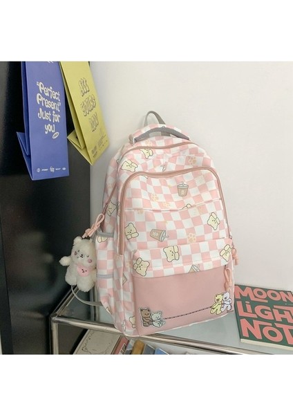 Küçük Taze Kampüs Lise Öğrencileri Okul Kızlar Büyük Kapasiteli Ekose Sırt Sevimli Baskılı Kız Sırt Çantası (Yurt Dışından) modelleri
