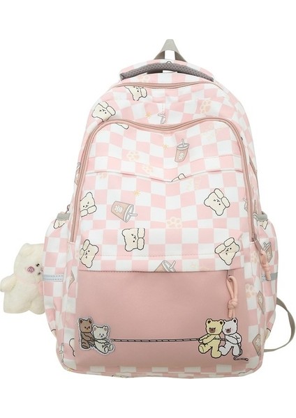 Küçük Taze Kampüs Lise Öğrencileri Okul Kızlar Büyük Kapasiteli Ekose Sırt Sevimli Baskılı Kız Sırt Çantası (Yurt Dışından) fırsatları