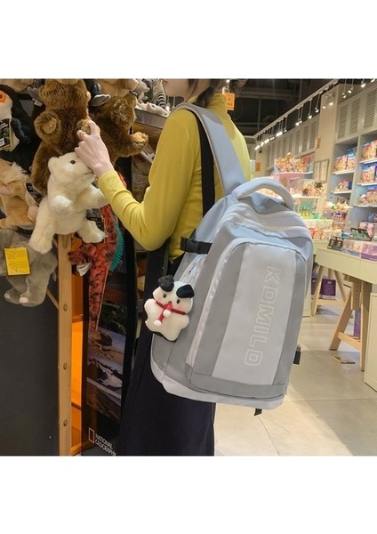 Sırt Kadın Kız Okul Büyük Kapasiteli Ekleme Kontrast Renk Rahat Sırt Çantası (Yurt Dışından) fırsatları