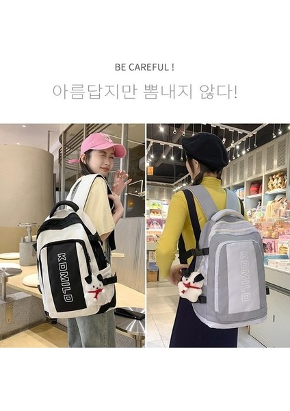 Sırt Kadın Kız Okul Büyük Kapasiteli Ekleme Kontrast Renk Rahat Sırt Çantası (Yurt Dışından) indirimleri