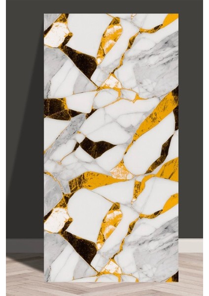 30X60 cm Gold Damar Mermer Desenli Kendinden Yapışkanlı Mutfak Banyo Wc Kaplama Pvc PANEL-MR17