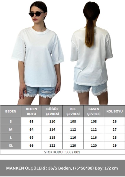 Kadın Oversize Tişört-Beyaz