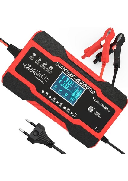 12V Desülfatör Akü Şarj Cihazı 10AH Jel Asitli Sulu Aküler Için (Takviye Özelliği Yoktur)