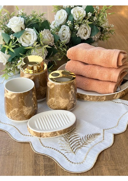 Mermer Desen Gold Banyo Seti 5 Parça fiyatları