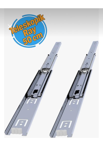 Teleskopik Bilyalı Ray 45 Mm, 50 cm (1 Takım)