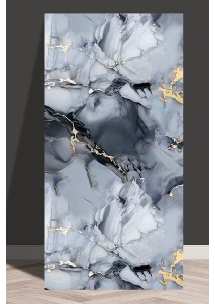 30X60 cm Mavi Damar Mermer Desenli Kendinden Yapışkanlı Mutfak Banyo Wc Kaplama Pvc PANEL-MR13