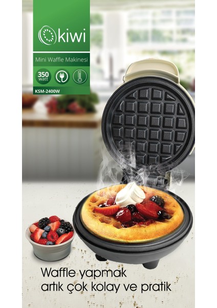 KSM-2400W Yapışmaz Plakalı Mini Waffle Makinesi