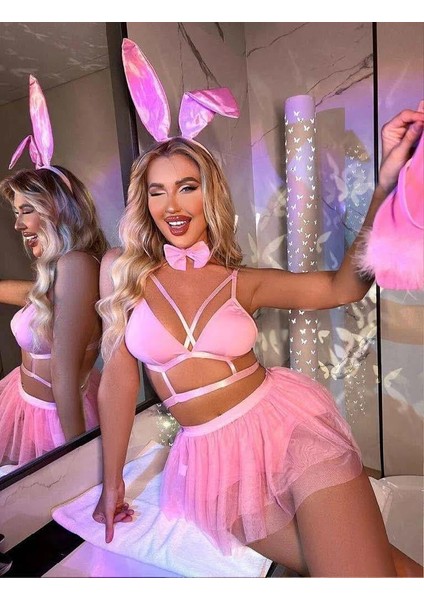 Pembe Tütü Etekli Tavşan Kostümü