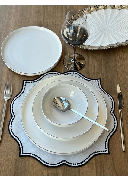 Yemek Takımı Modern Gümüş 24 Parça 6 Kişilik