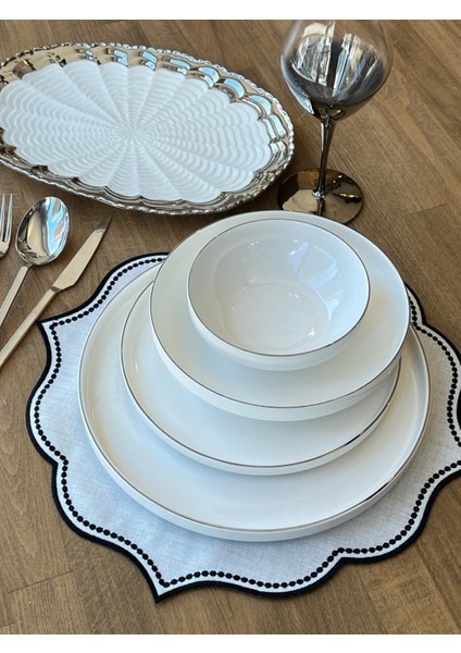 Yemek Takımı Modern Gümüş 24 Parça 6 Kişilik