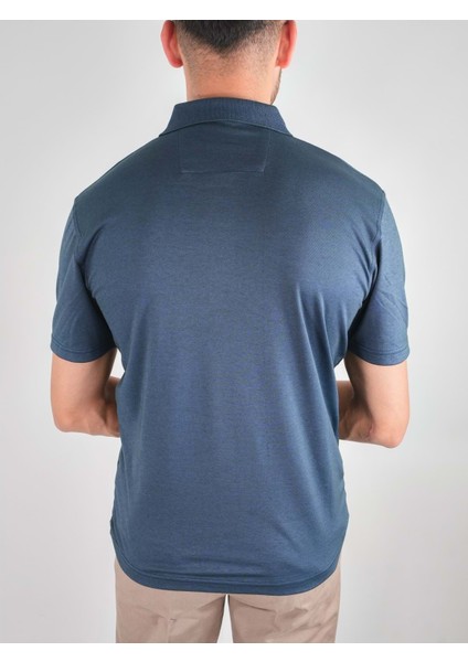 Erkek Yakalı Cepli Penye Lacivert Baba Tshirt