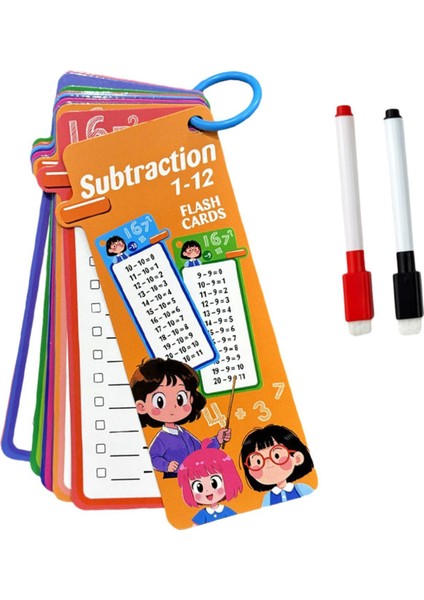 Çocuklar Matematik Flashcard'ı Tekrar Kullanılabilir Yırtılmaya Dayanıklı 15 Kart Çıkarma (Yurt Dışından)