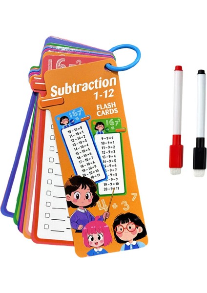 Çocuklar Matematik Flashcard'ı Tekrar Kullanılabilir Yırtılmaya Dayanıklı 15 Kart Çıkarma (Yurt Dışından)