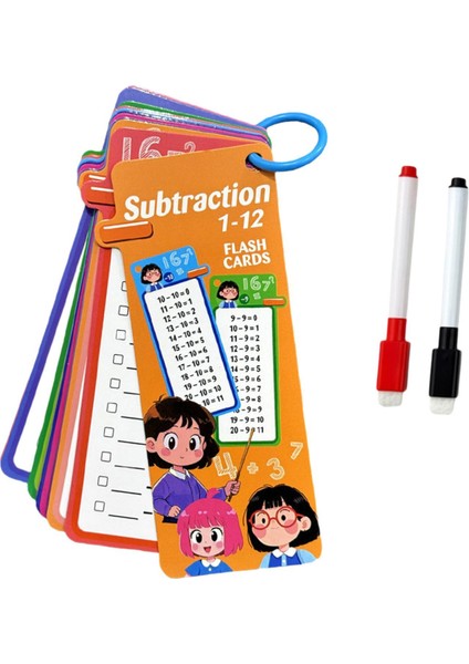 Çocuklar Matematik Flashcard'ı Tekrar Kullanılabilir Yırtılmaya Dayanıklı 15 Kart Çıkarma (Yurt Dışından)