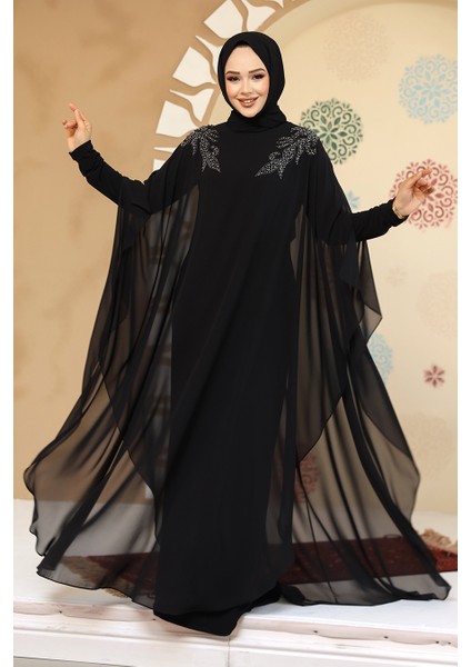 Panço Detaylı Siyah Tesettür Abaya 25908S fiyatları