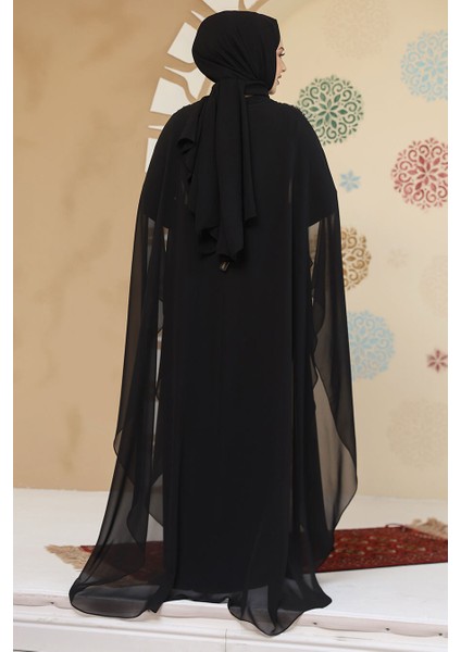 Panço Detaylı Siyah Tesettür Abaya 25908S fırsatları