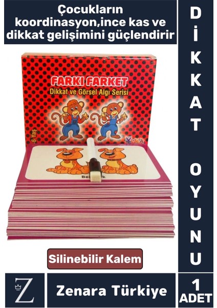 Çocuk Eğitici El Göz Koordinasyon Görsel Algı Kavram Geliştiren Dikkat Oyunu Eğlenceli Farkı Farket