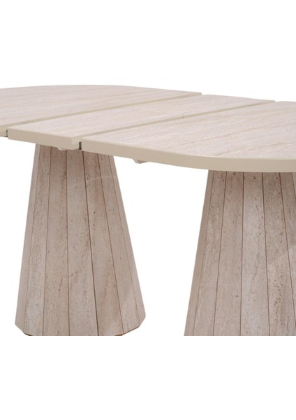 Bohem Travertan Norte Açılır Yemek Masa Sandalye Takımı 90X160CM