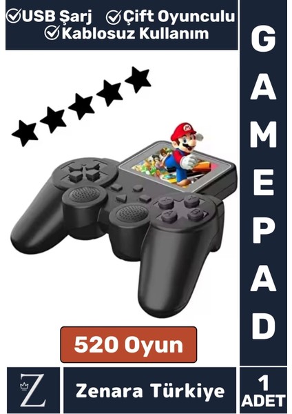 Çift Oyunculu USB Şarj Mini Uyumlu El Atarisi Street Fighter Super Mario 520 Nostalji Oyun Gamepad