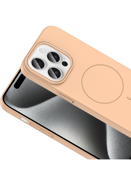 iPhone 15 Pro Max Uyumlu Kılıf M-Safe Şarj Özellikli Ruby Kapak Çöl Titanyum
