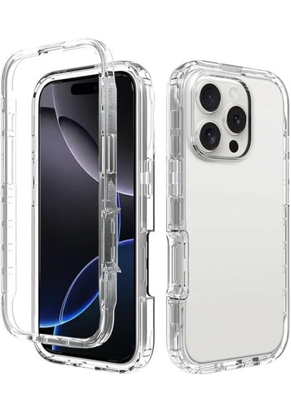 iPhone 16 Pro Max Uyumlu Kılıf Ön Arka Şeffaf Silikon Koruma Şeffaf