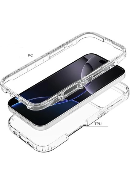 iPhone 16 Pro Max Uyumlu Kılıf Ön Arka Şeffaf Silikon Koruma Şeffaf