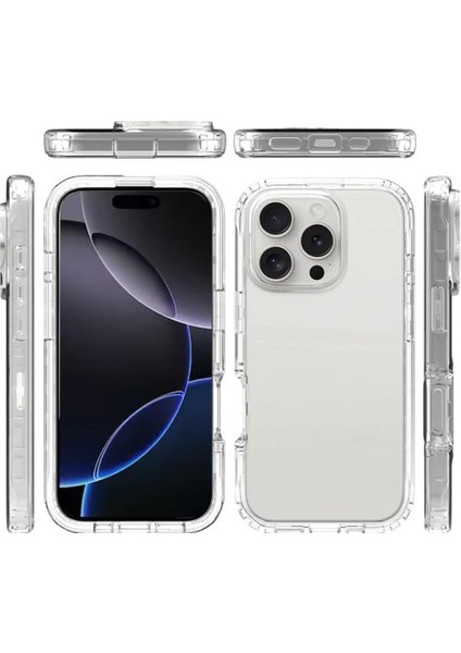 iPhone 16 Pro Max Uyumlu Kılıf Ön Arka Şeffaf Silikon Koruma Şeffaf