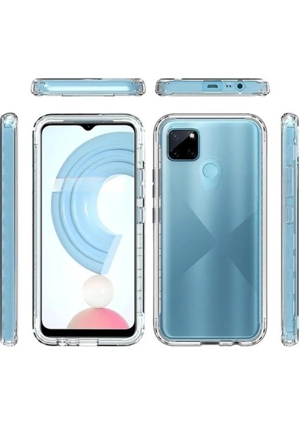 Realme C25Y Uyumlu Kılıf Ön Arka Şeffaf Silikon Koruma Şeffaf