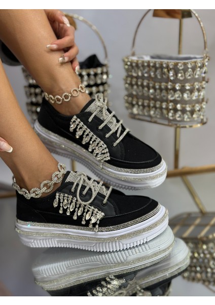 Aley Kristal Taşlı Spor Ayakkabı Siyah fiyatları