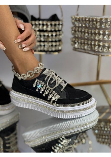 Aley Kristal Taşlı Spor Ayakkabı Siyah modelleri
