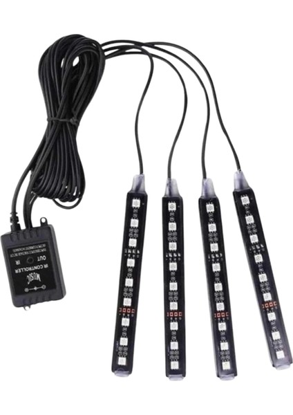 Rgb Işıklı Araç Içi Aydınlatma Kumandalı 12'li LED Işık Renk Değiştirebilen