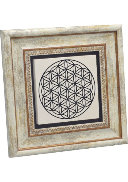 Yaşam Çiçeği Deseni Baskılı Doğaltaş Tablo (20 x 20 KD-109)