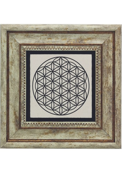 Yaşam Çiçeği Deseni Baskılı Doğaltaş Tablo (20 x 20 KD-109) fırsatları