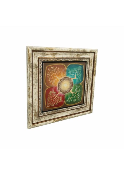 4 Mevsim Ağaç Baskılı Doğaltaş Tablo (25 x 25 KRG-150)