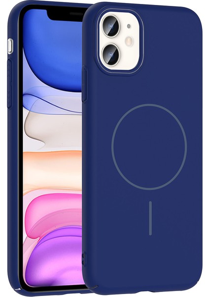 iPhone 11 Uyumlu Kılıf M-Safe Şarj Özellikli Ruby Kapak Lacivert