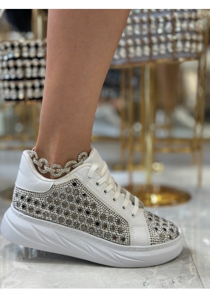 Uriny Kristal Taşlı Özel Tasarım Spor Ayakkabı Beyaz fırsatları