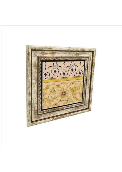 Osmanlı Tezhip Deseni Baskılı Doğaltaş Tablo (25 x 25 Kd-48)