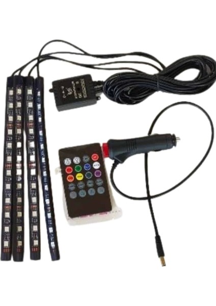 Araç Içi Ayak Altı LED 12 LED Işık Sese Müziğe Duyarlı Rgb Işıklı Aydınlatma Seti