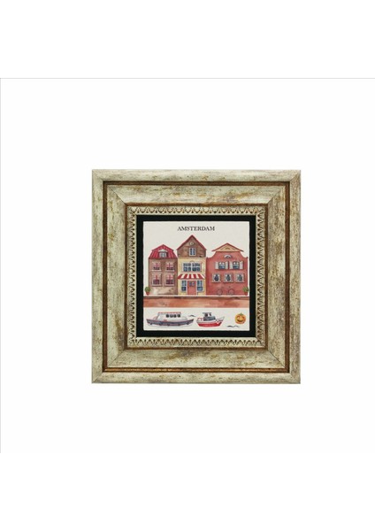 Amsterdam Görseli Baskılı Doğaltaş Tablo (20 x 20 Krg-18)