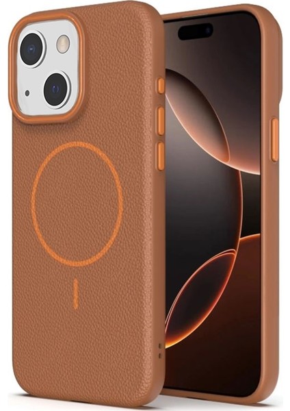 iPhone 14 Uyumlu Kılıf Deri Desen M-Safe Özellikli Lichee Silikon Taba fiyatları